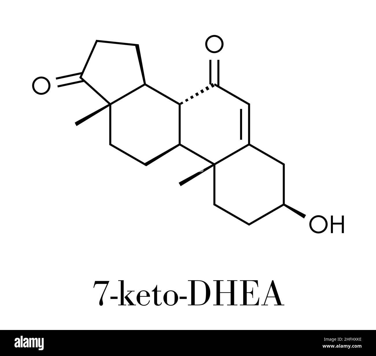 7-Ketodehydroepiandrosterone or 7-keto-DHEA molecule. Skeletal formula. Stock Vector
