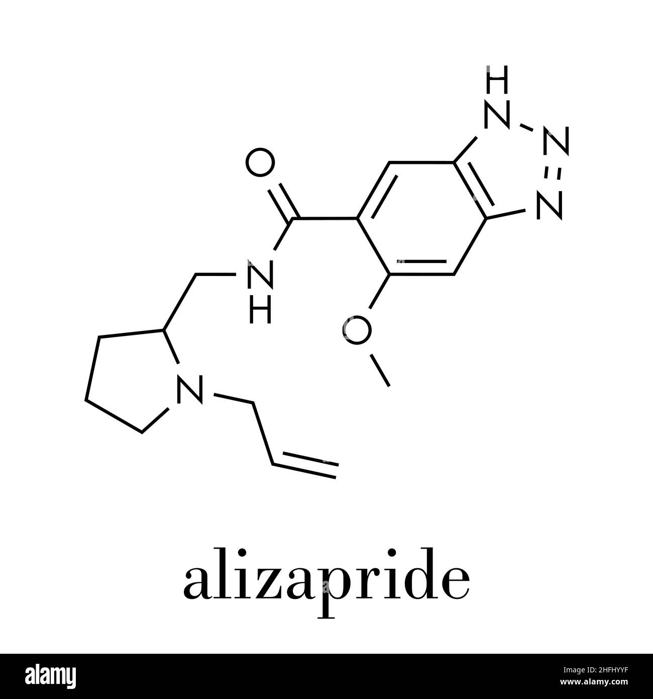 Alizapride antiemetic drug molecule. Used in treatment of nausea and