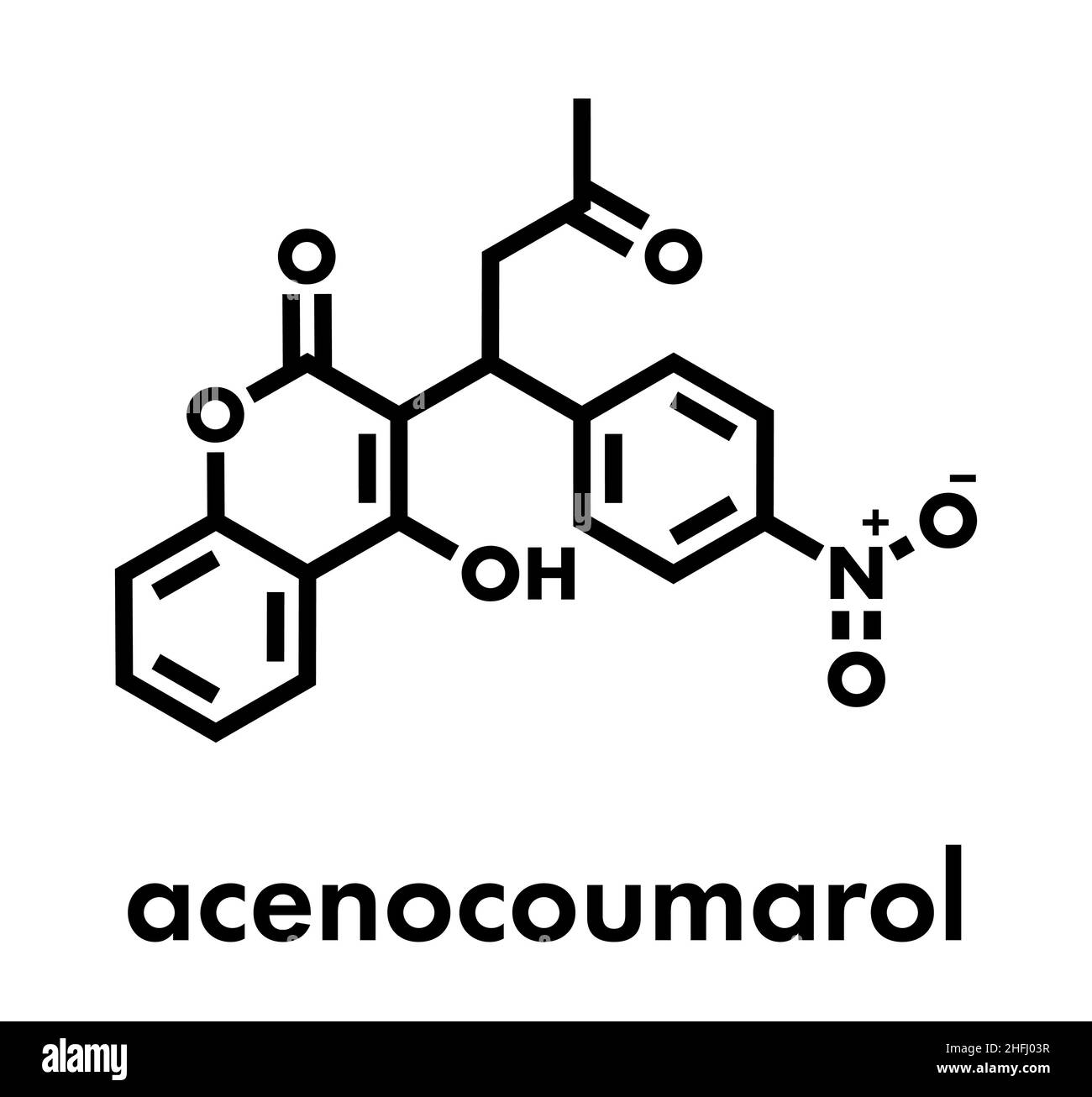 Acenocoumarol anticoagulant drug molecule (vitamin K antagonist
