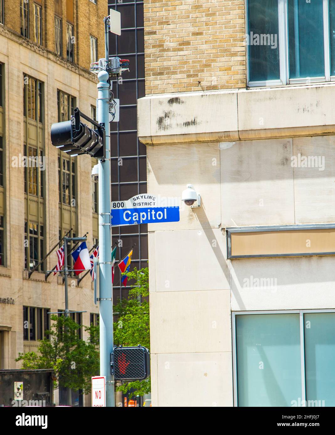 streetsign capitol street in Skyline district in Houston Stock Photo