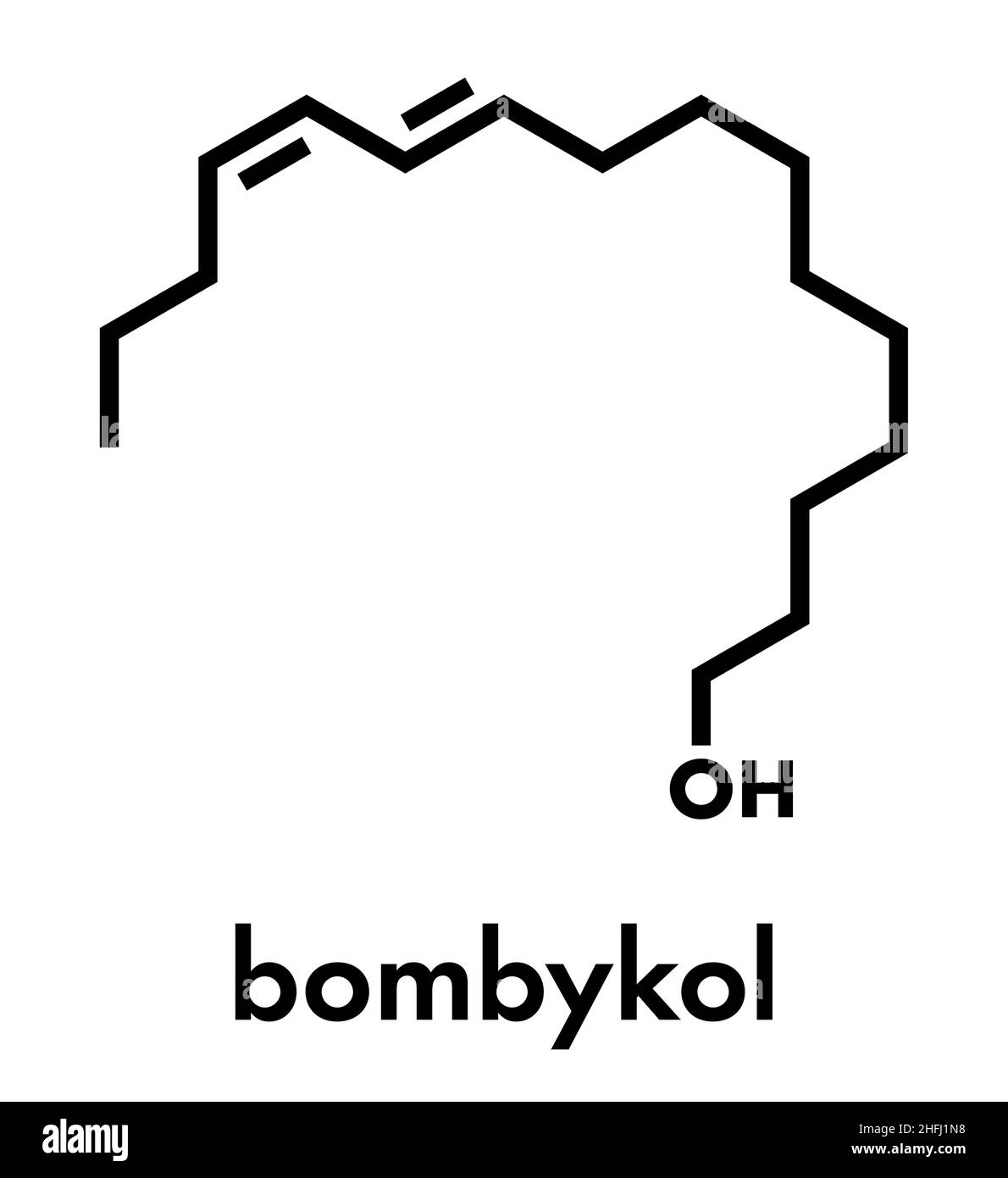 Bombykol insect pheromone molecule. Skeletal formula. Stock Vector