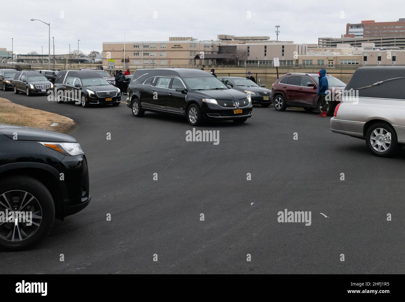 Neptune, New Jersey, USA. 16th Jan, 2022. The funeral procession enters