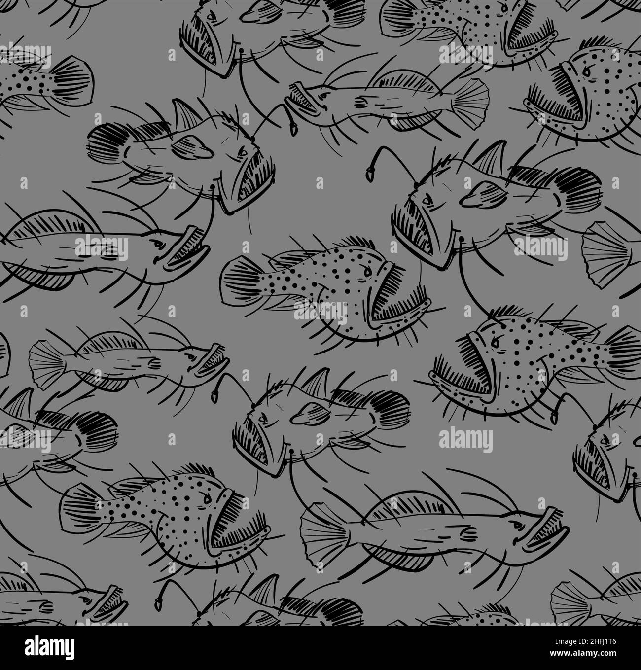 Angler Deep sea fish pattern seamless. Deepsea fish background Stock Vector Image & Art Alamy