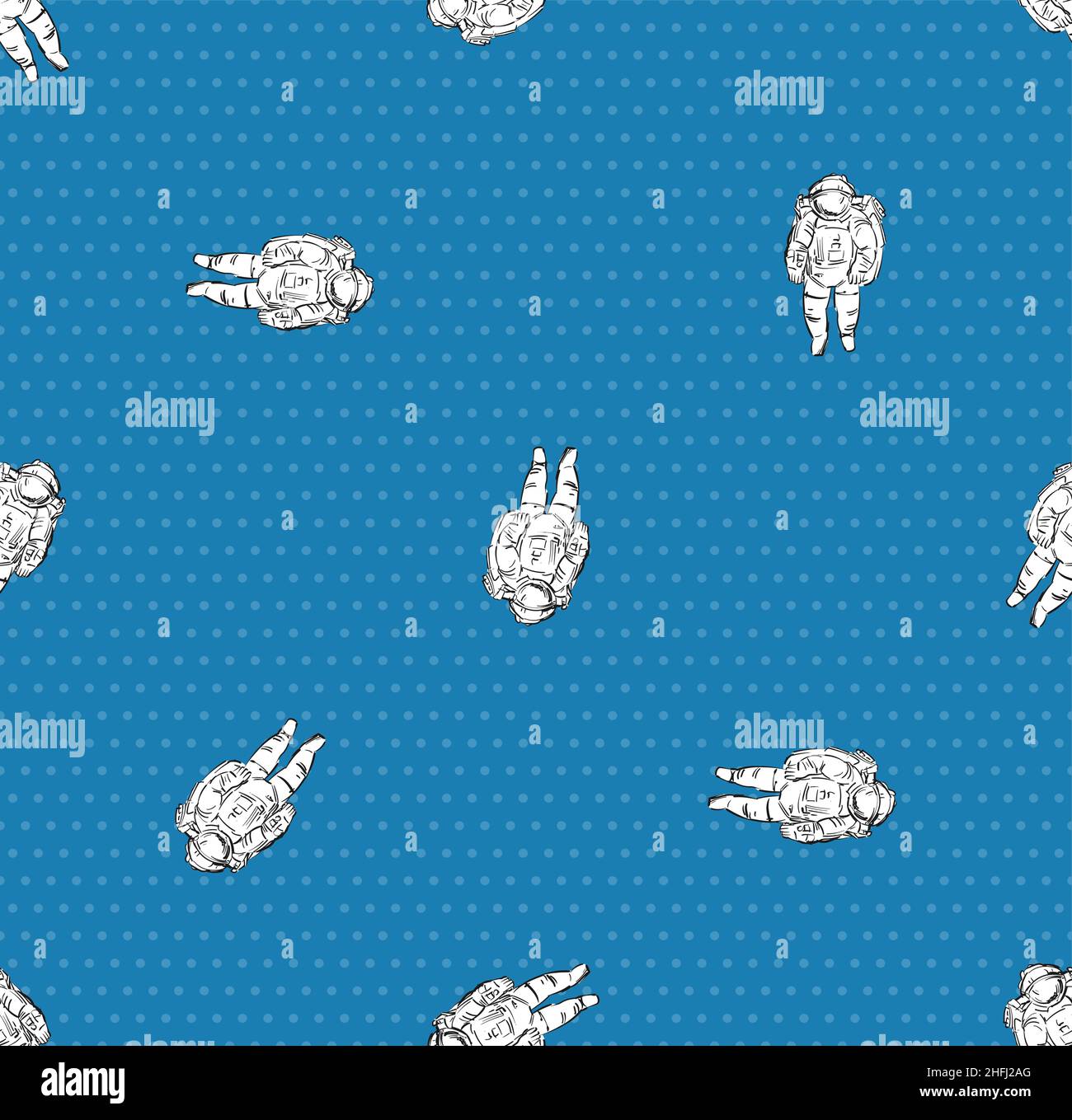 Astronaut pattern seamless. hand drawing cosmonaut background. spaceman ...