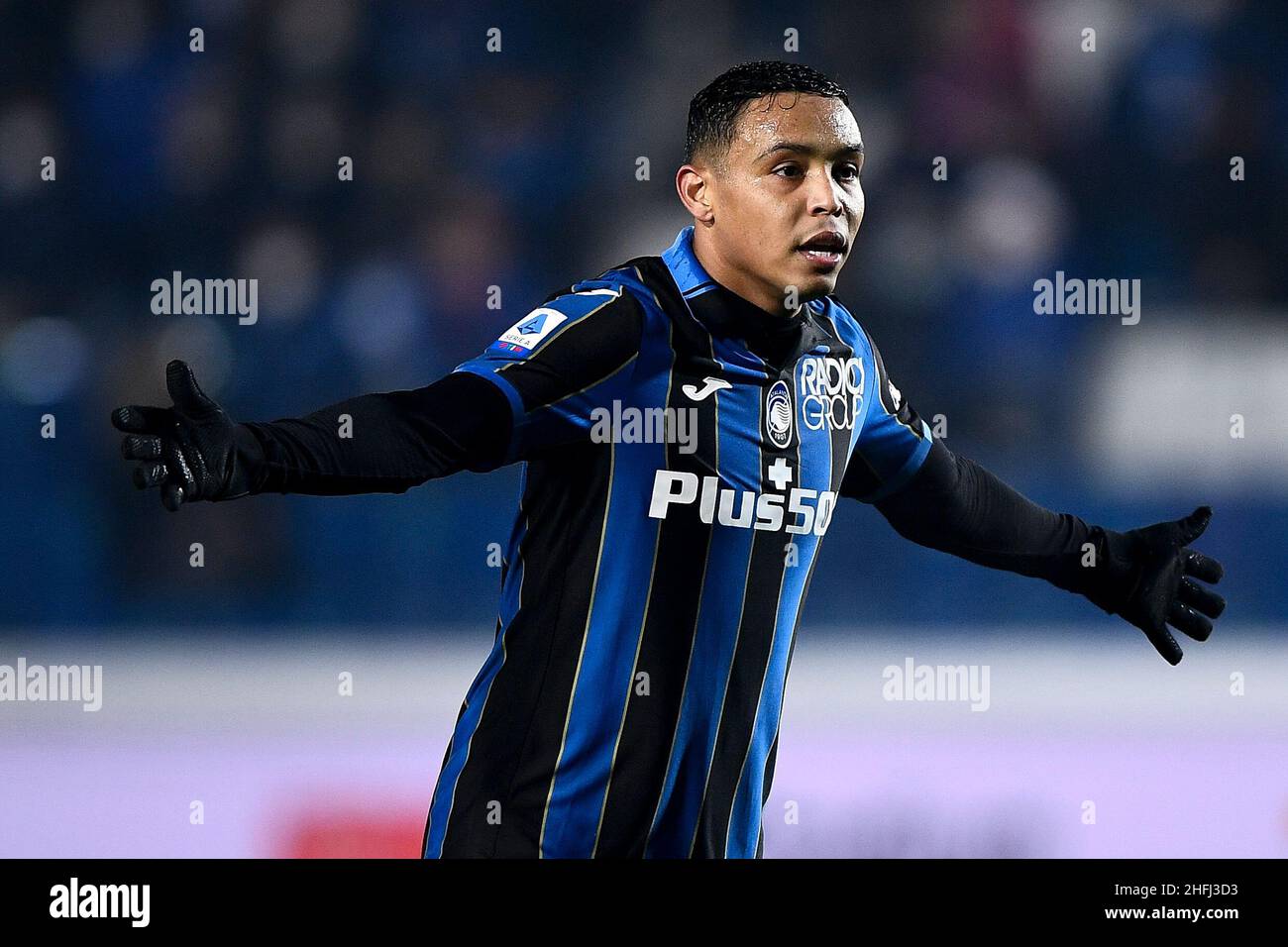 Bergamo, Italy. 16 January 2022. Luis Muriel of Atalanta BC gestures during  the Serie A football match between Atalanta BC and FC Internazionale.  Credit: Nicolò Campo/Alamy Live News Stock Photo - Alamy