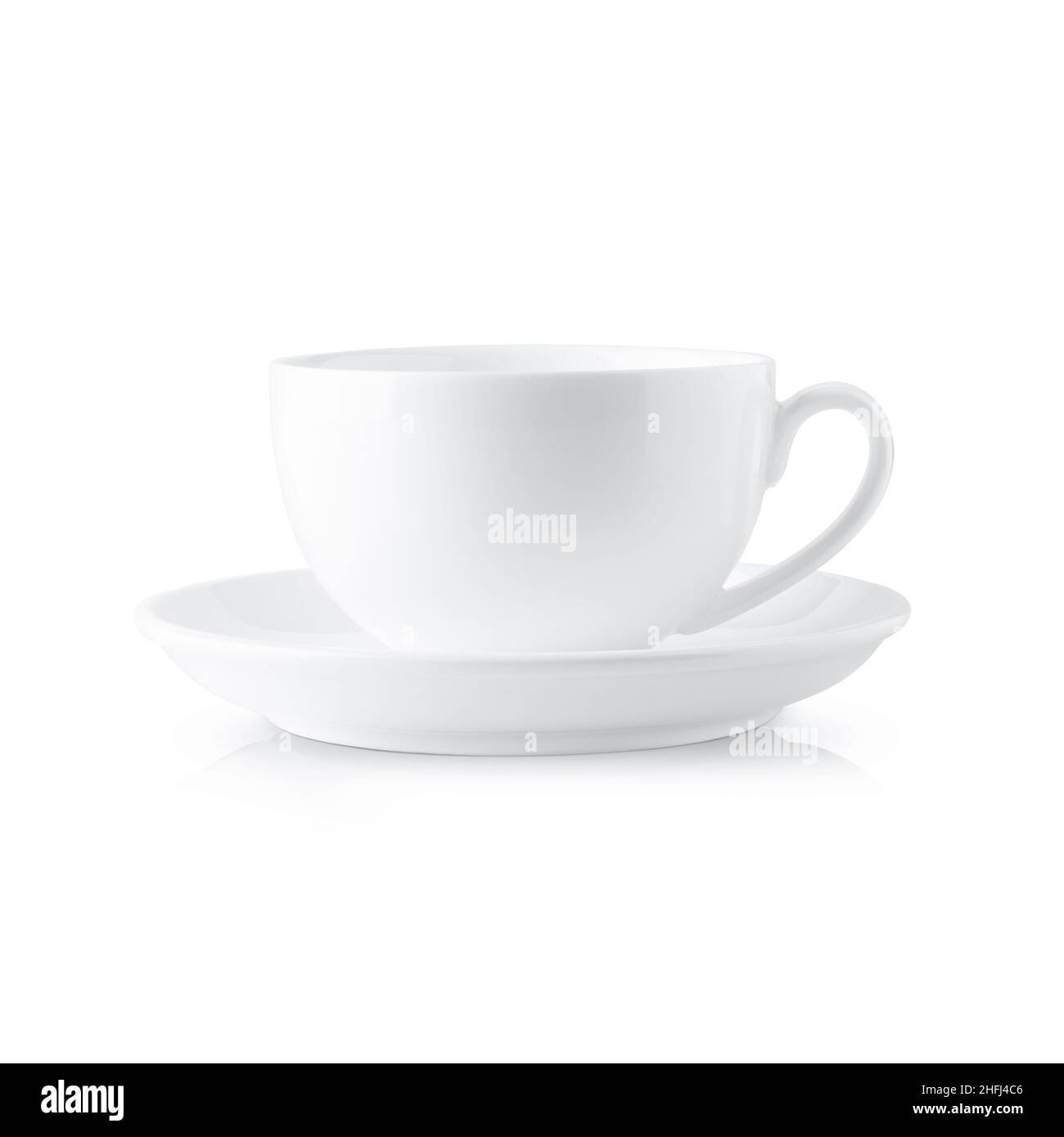 White coffee cup with saucer isolated on white background Stock Photo ...