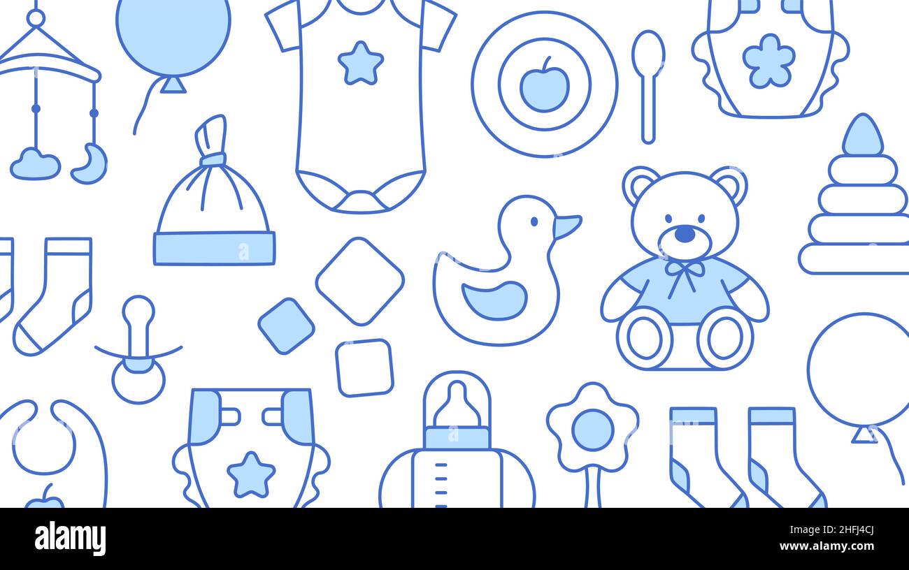 Baby store discount card outline design template. Stock Vector