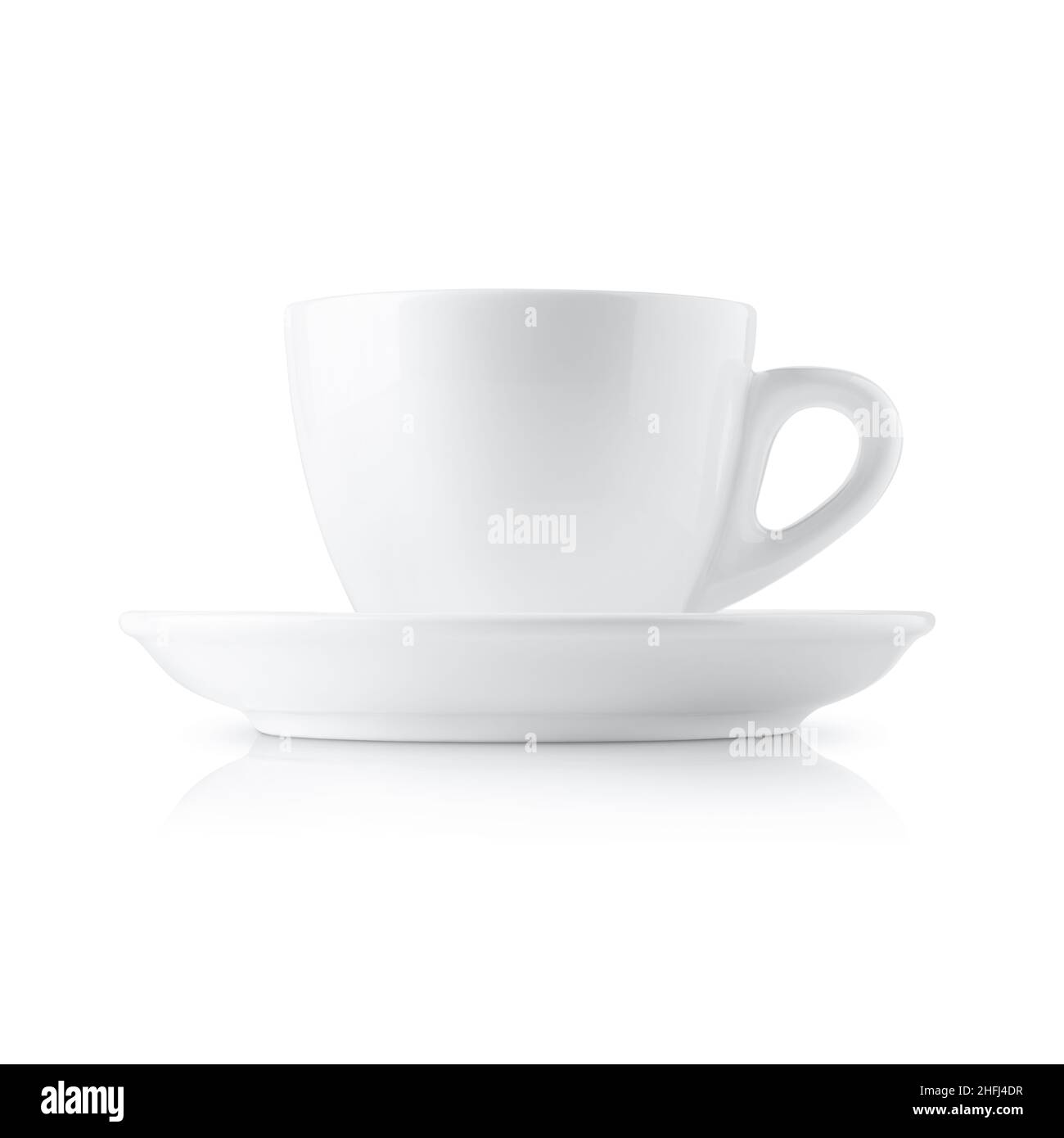 White coffee cup with saucer on white background Stock Photo - Alamy