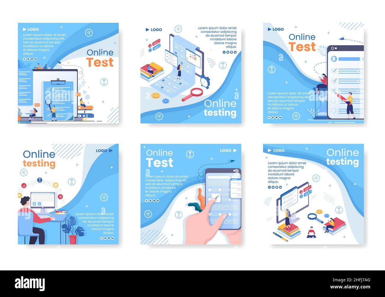 Online Testing Course Post Template Flat Design Illustration Editable ...