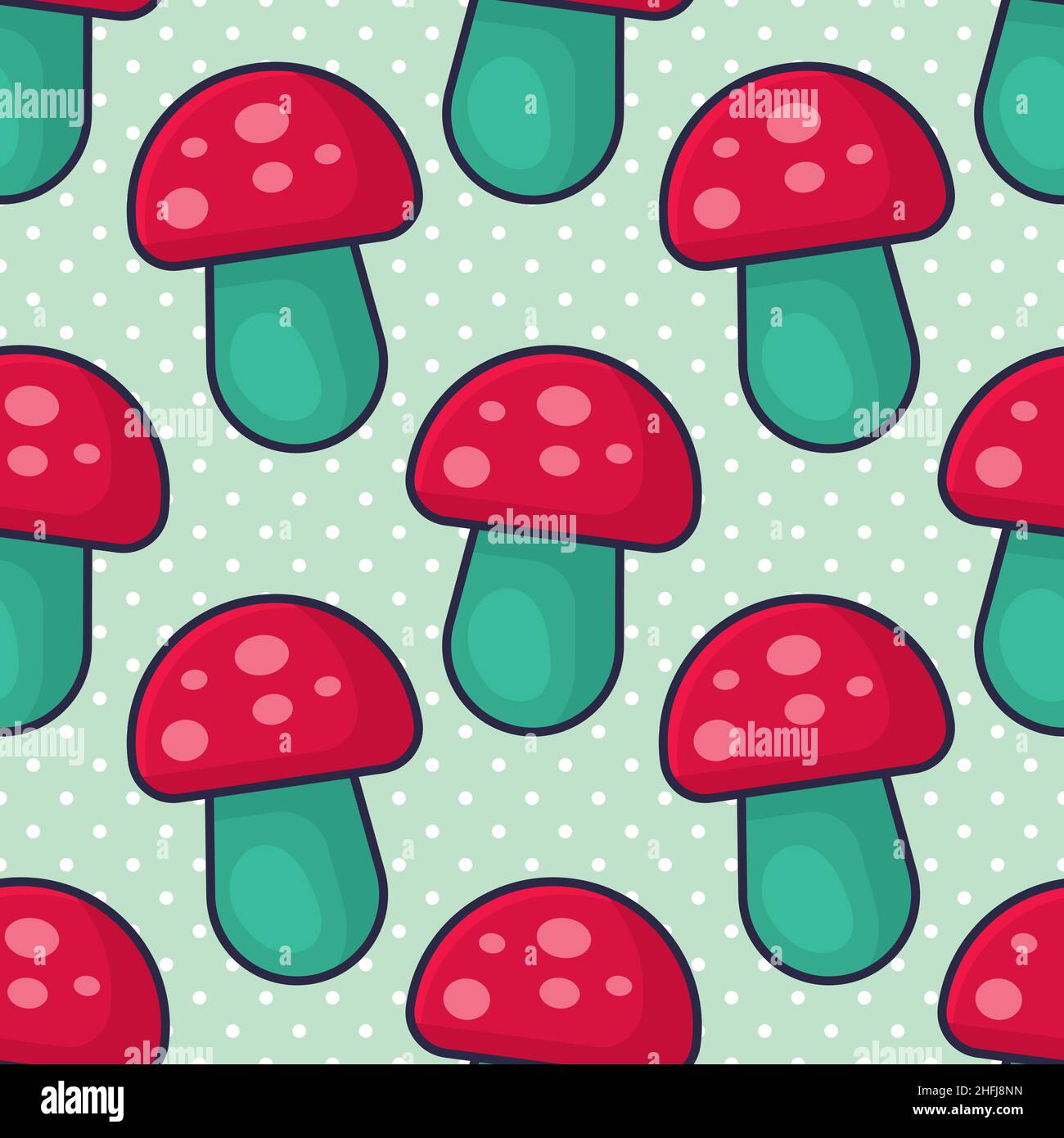 Mushrooms seamless pattern vector illustration Stock Vector