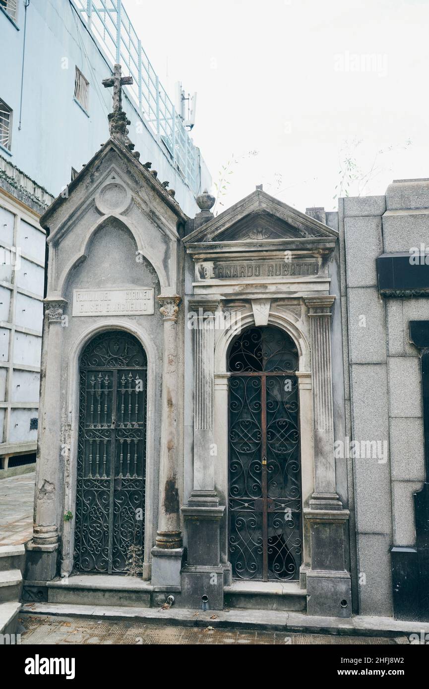 La Recoleta Cemetery located in Buenos Aires, Argentina. It contains