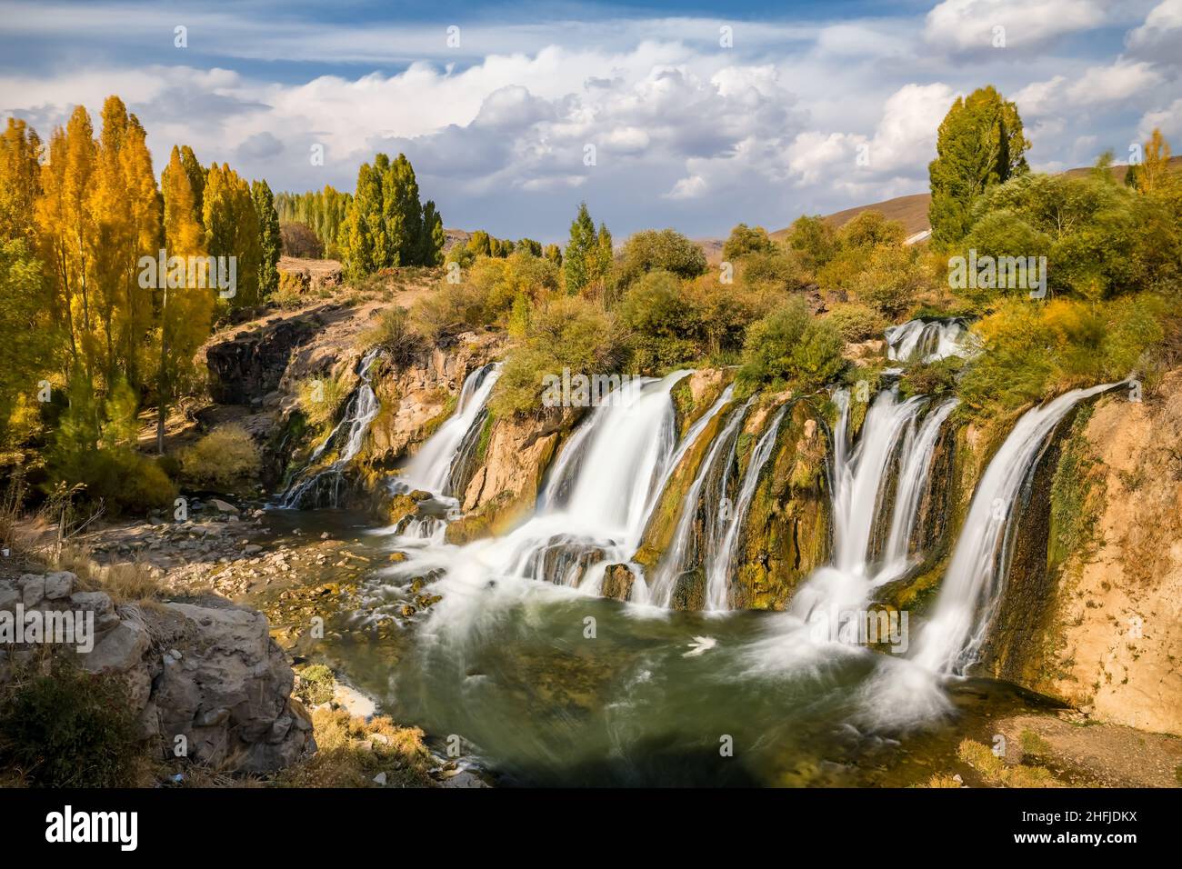 Muradiye waterfall, a natural wonder near Van lake, Turkey Stock Photo