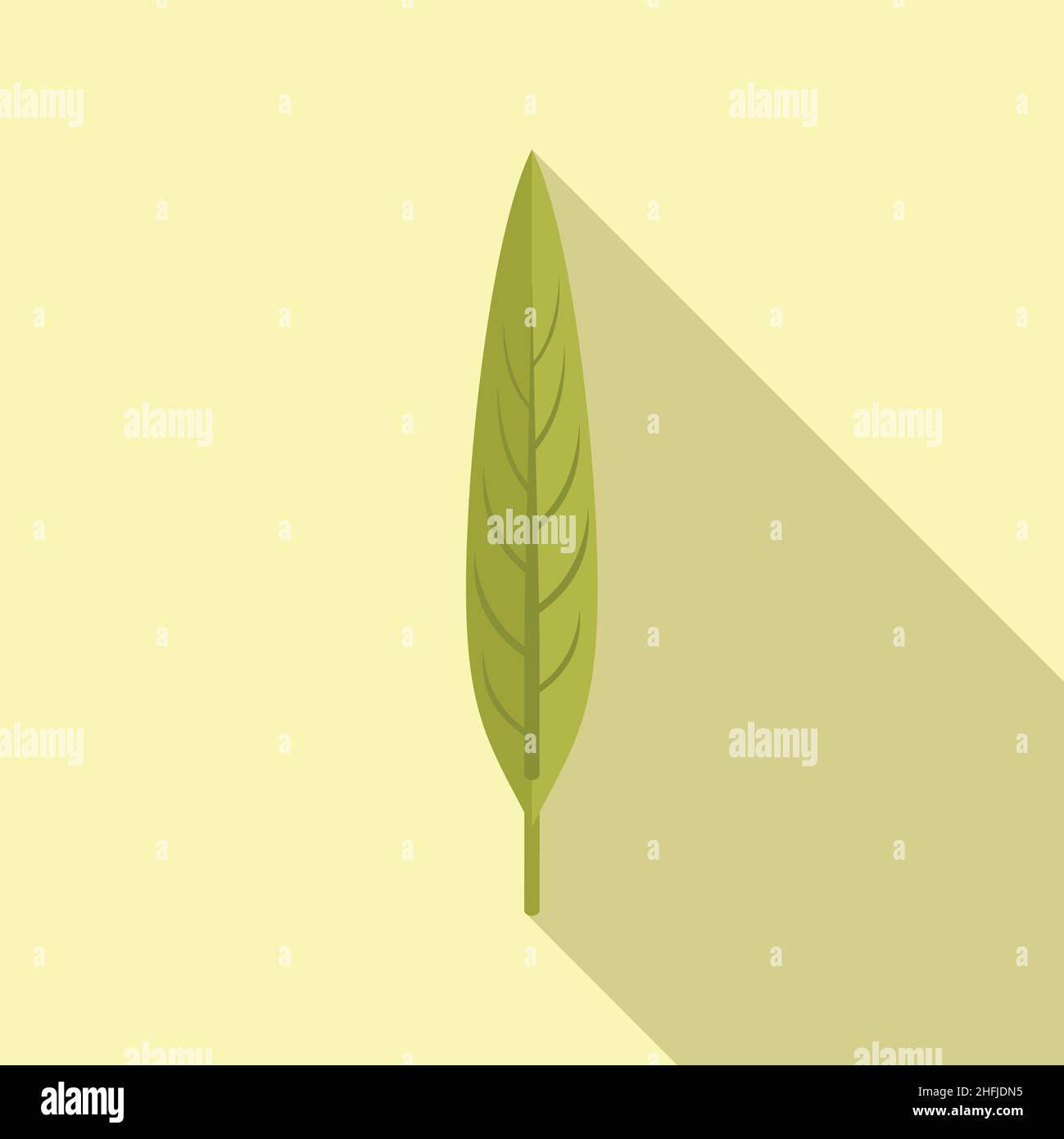 Long green leaf icon flat vector. Fall foliage. Leaves tree Stock Vector