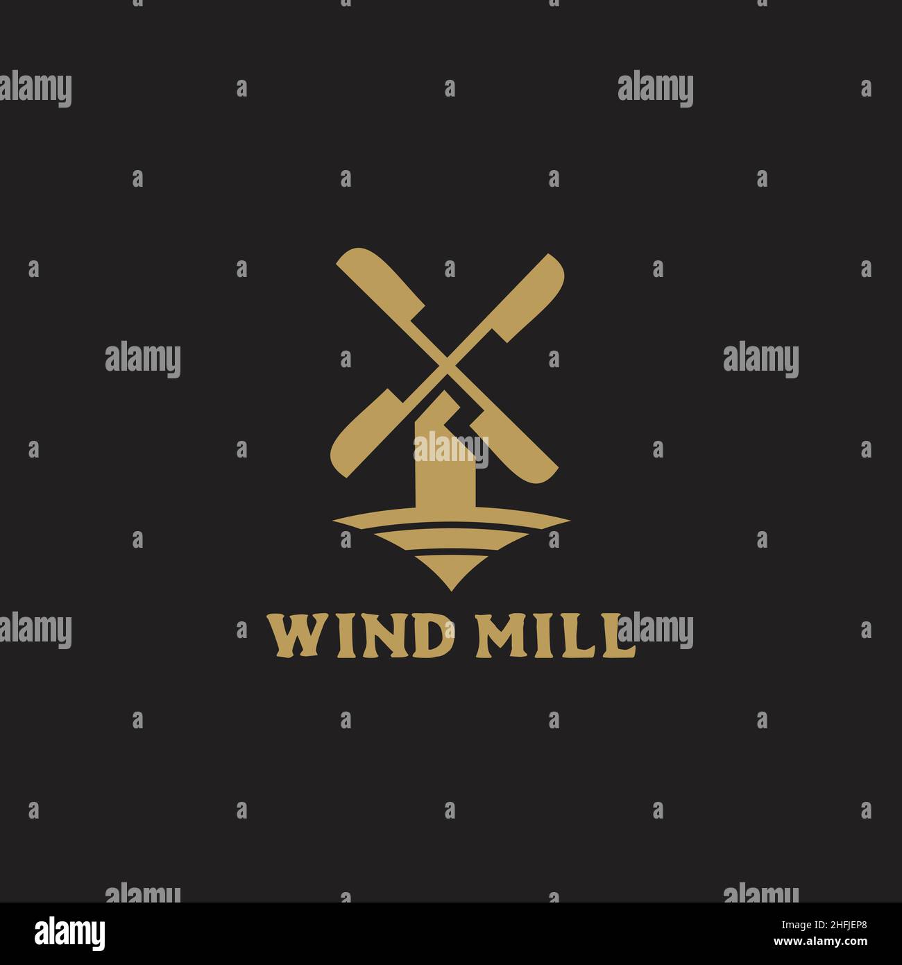 Windmill building icon logo design vector illustration template Stock Vector