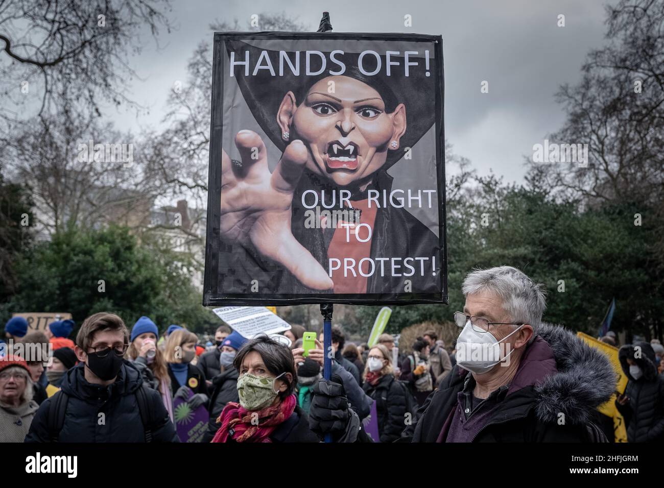 'Kill The Bill' protesters rally against the Police, Crime, Sentencing and Courts Bill (PCSC), which is reaching its final stages in parliament. UK. Stock Photo