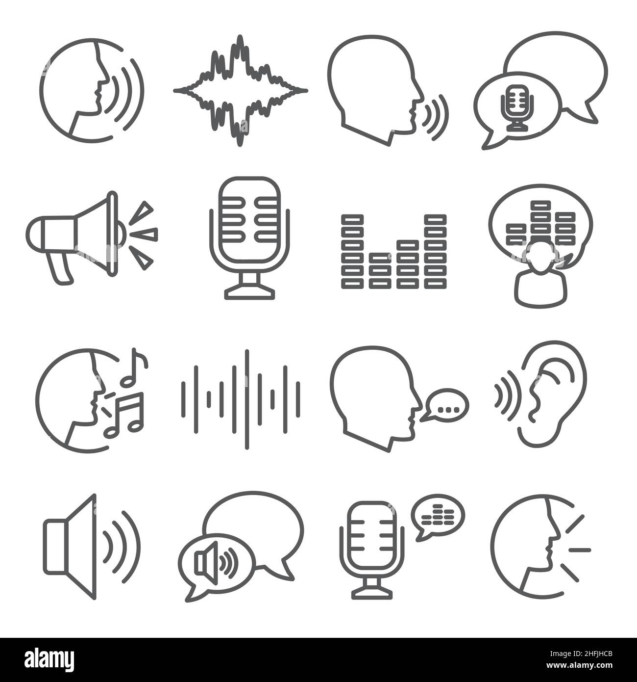 Voice line icons set on white background Stock Vector