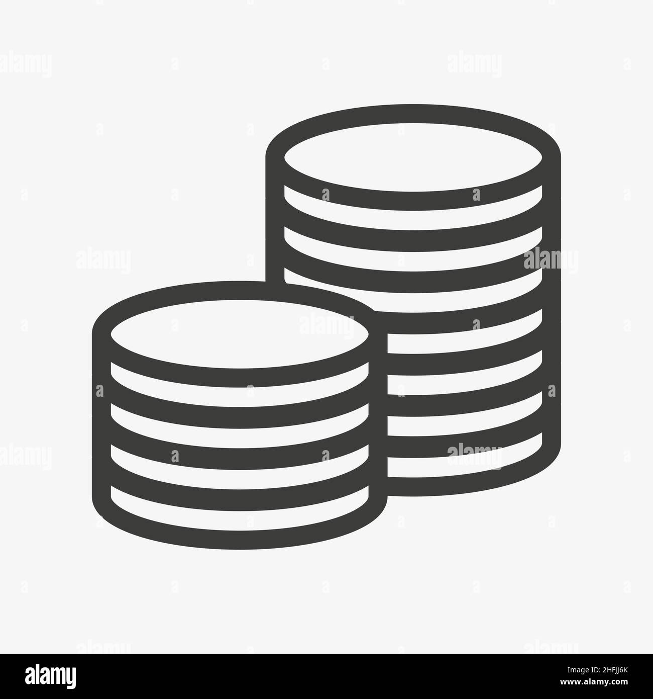 Money outline vector icon. Stack of coins Stock Vector