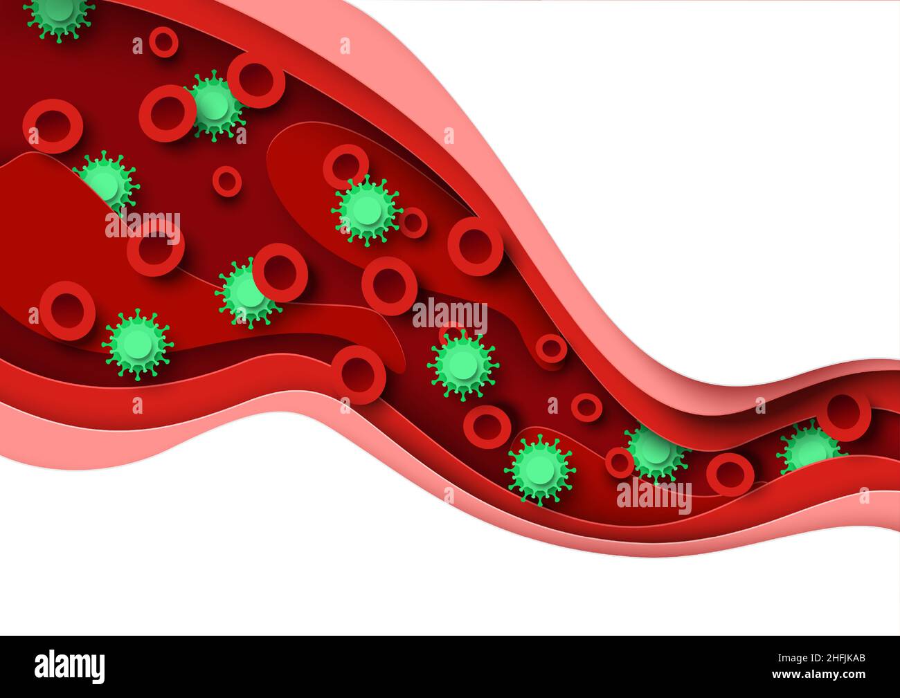 Bacterial or viral infection in blood, vector illustration in paper art
