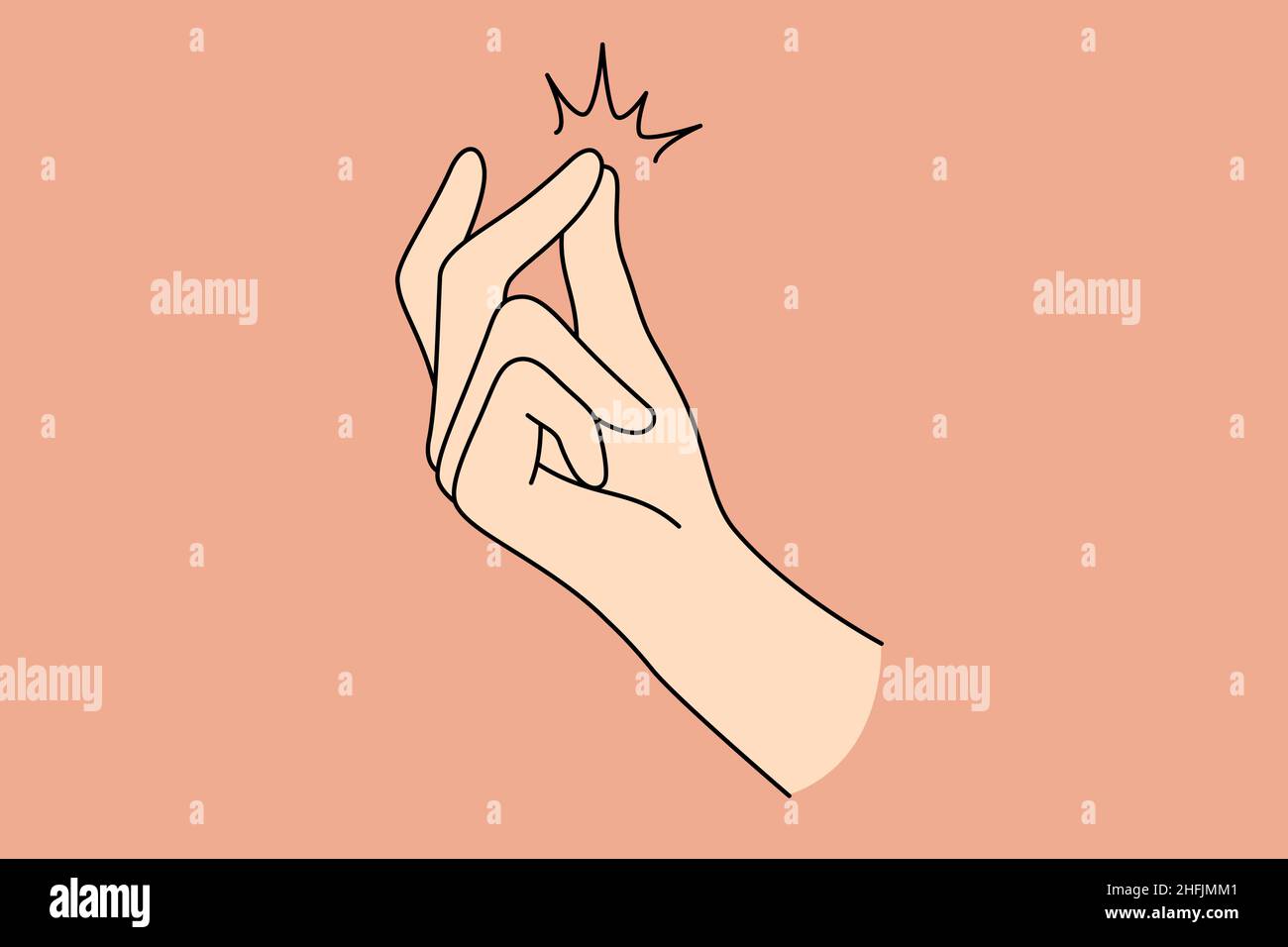 Hand and sign language concept. Human hand making snap of fingers over pastel background vector illustration  Stock Vector