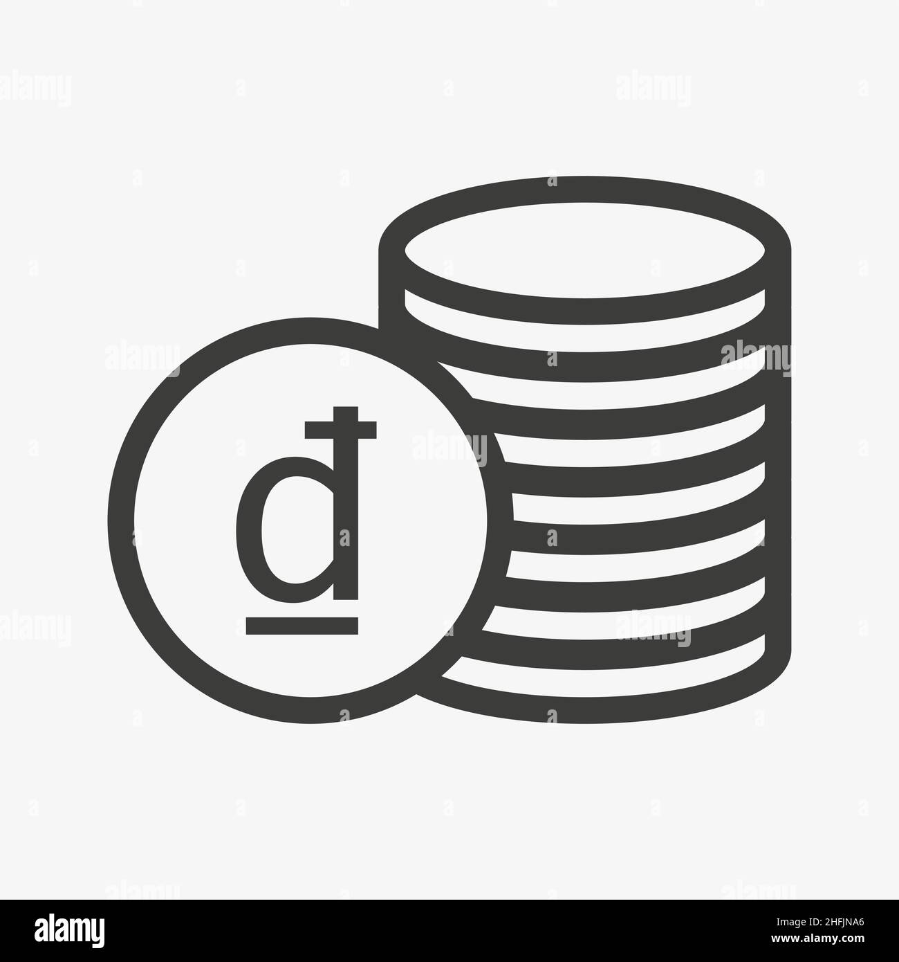 Dong icon. Pile of coins. Vietnamese currency Stock Vector