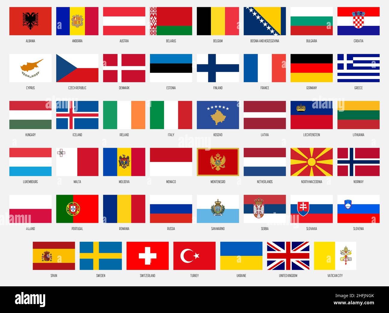Europe vector national flag collection Stock Vector