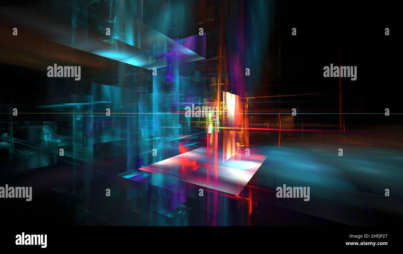 High Tech Concept Renders Abstract data center server, business technology blurred Polygonal ...