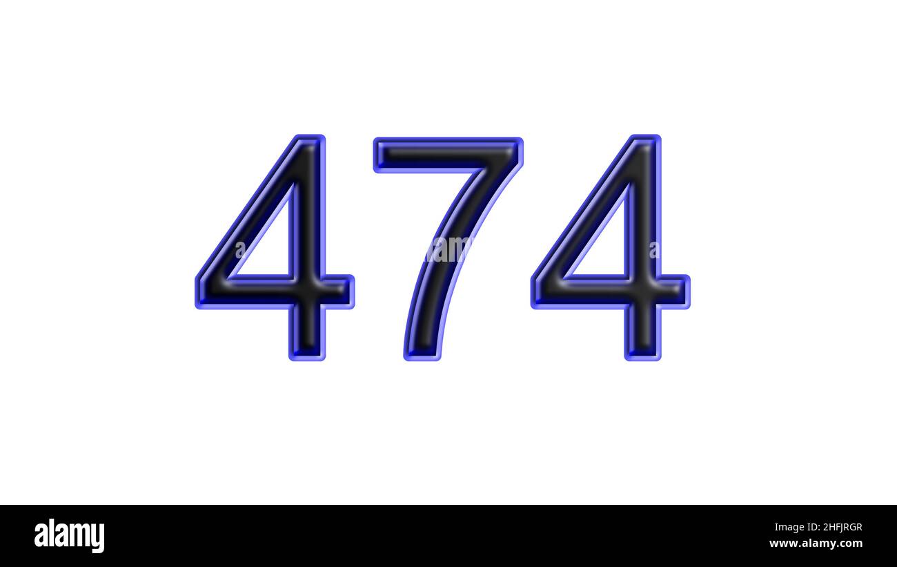 blue 474 number 3d effect white background Stock Photo - Alamy