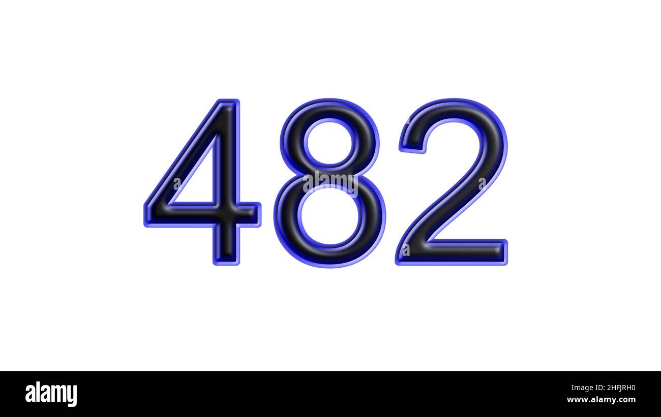 blue 482 number 3d effect white background Stock Photo - Alamy