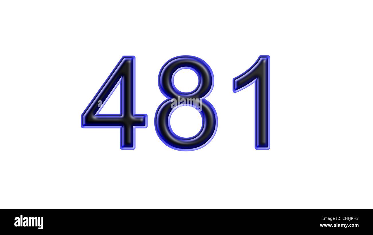 blue 481 number 3d effect white background Stock Photo