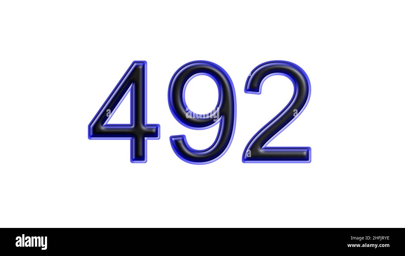 blue 492 number 3d effect white background Stock Photo - Alamy