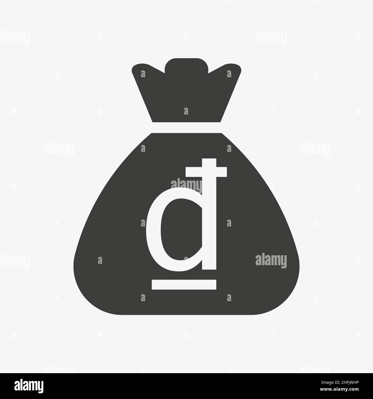 Dong icon. Sack with Vietnamese currency symbol Stock Vector