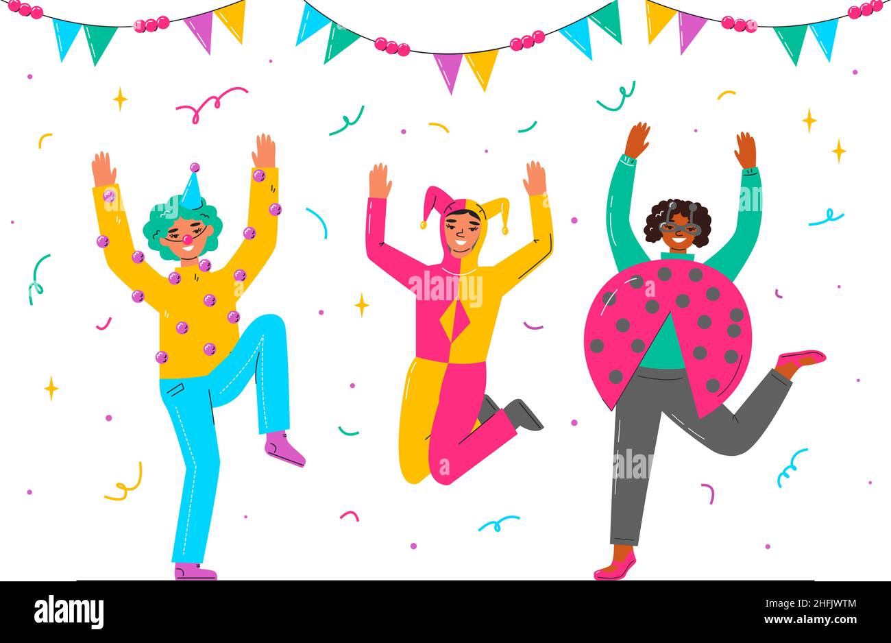 Flat carnival costumes set Vector illustration Stock Vector Image & Art ...