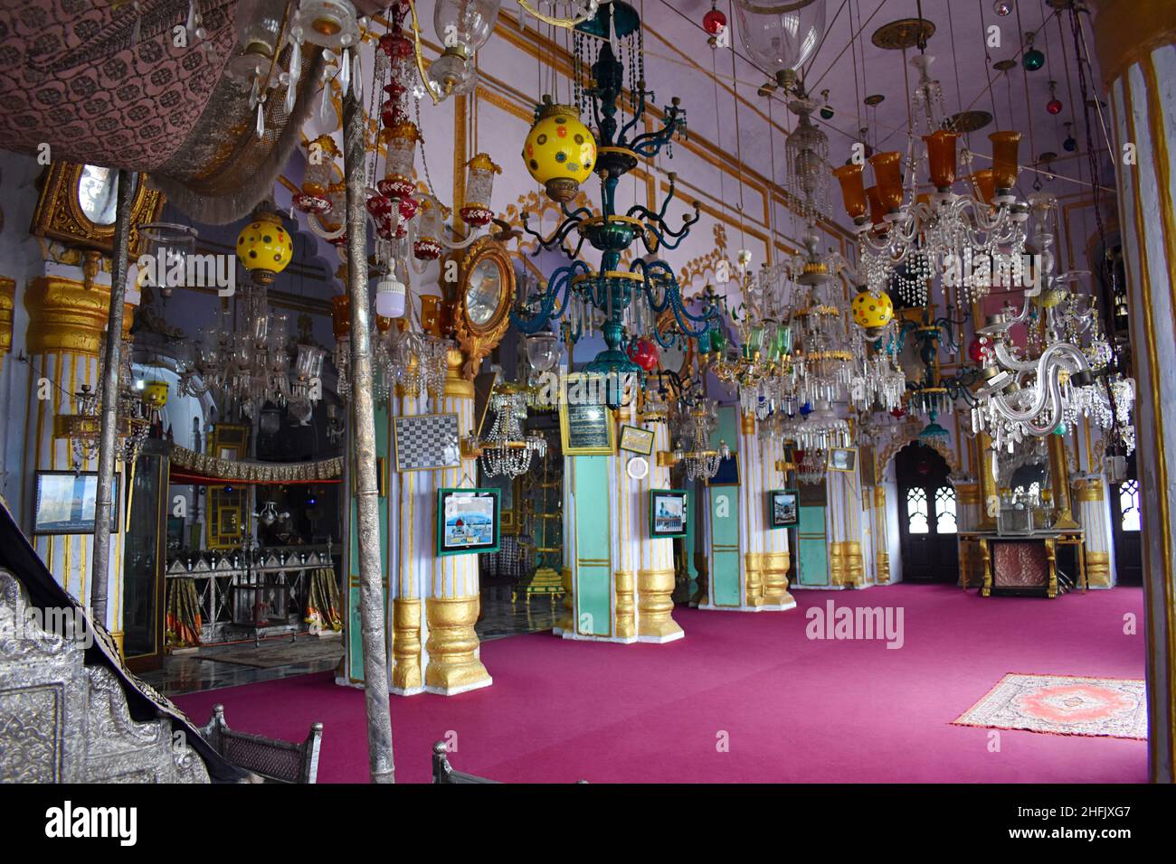 Interior of Chota Imambara, Palace of lights. Built by the third Nawab of Lucknow, Muhammad Ali Shah, in 1838, Husainabad, Lucknow, Uttar Pradesh, Ind Stock Photo