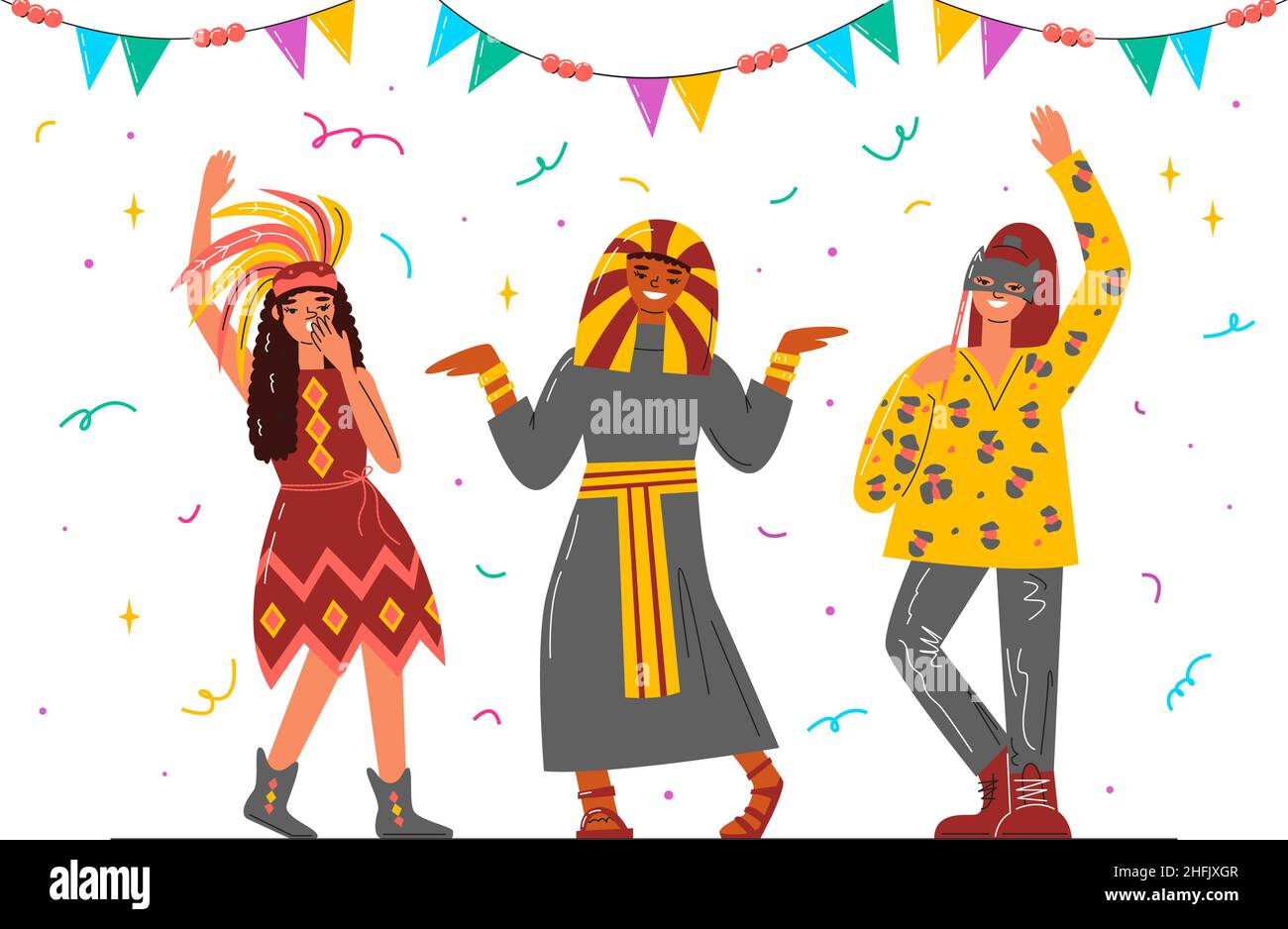 Flat carnival costumes set Vector illustration Stock Vector Image & Art ...