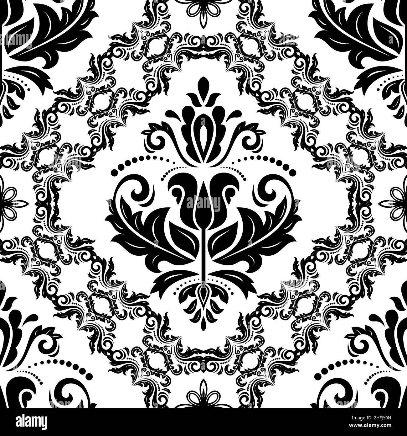 Orient classic black and white pattern. Seamless abstract background