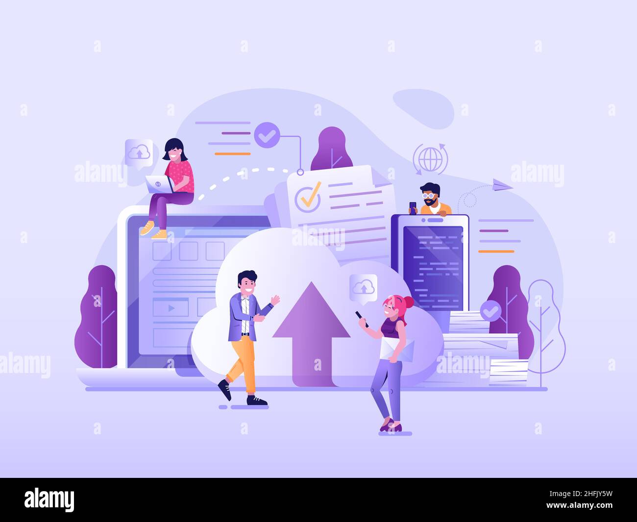 Cloud Computing Services and Online Data Storage Stock Vector