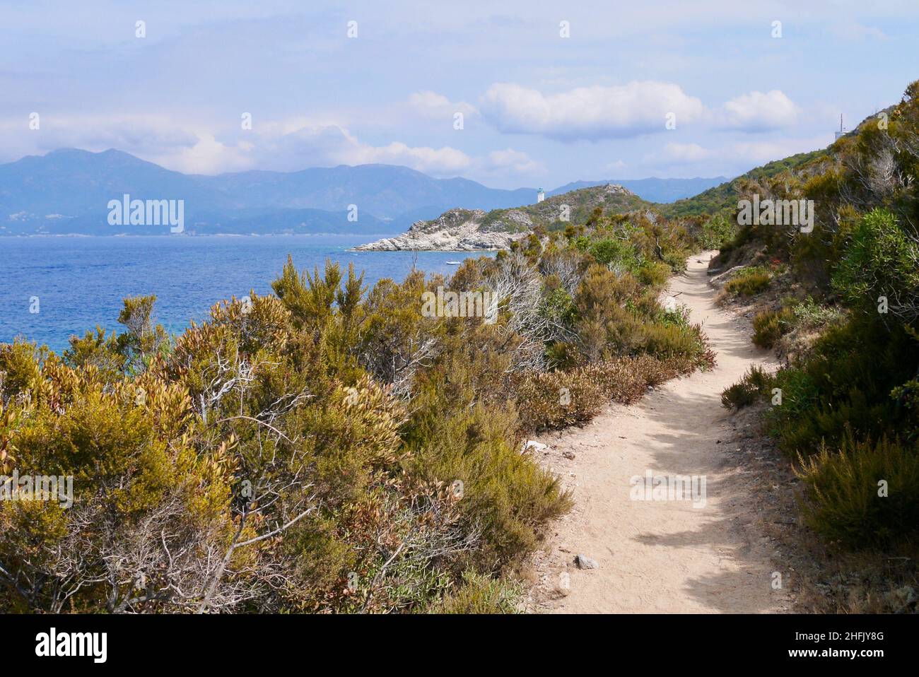 Coastal path in Desert des Agriates close to St. Florent. Corsica, France. High quality photo Stock Photo