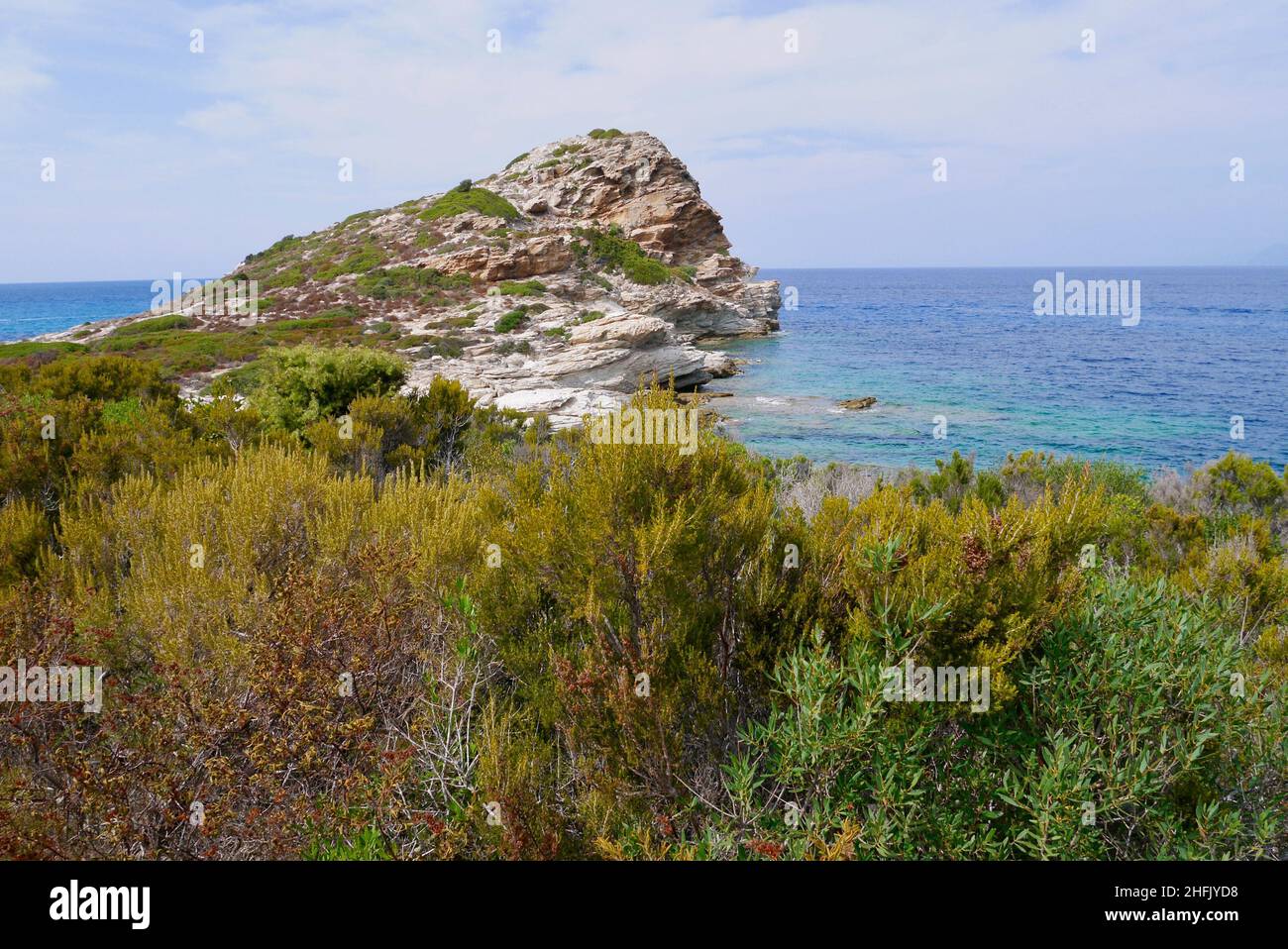 Coastal landscape in Desert des Agriates close to St. Florent. Corsica, France. High quality photo Stock Photo