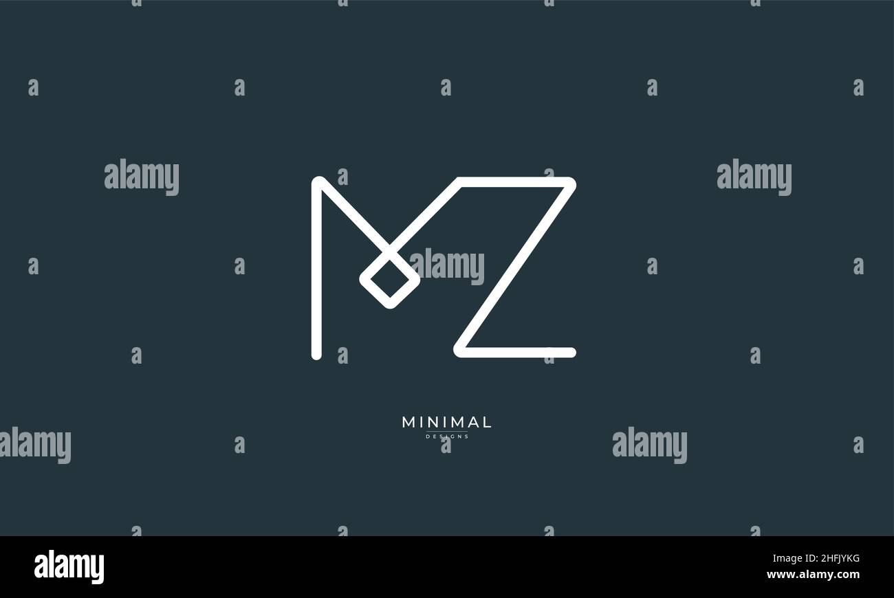 Alphabet letter icon logo MZ Stock Vector