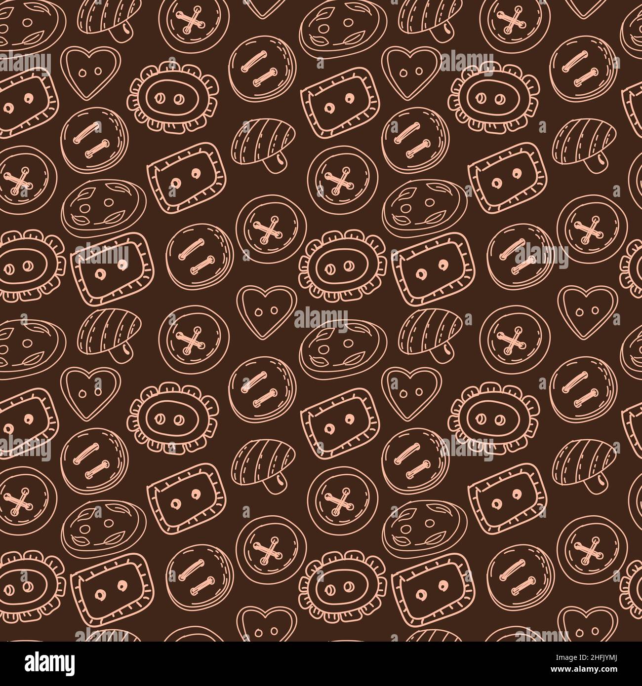 Monochrome seamless button pattern. Various types of fittings. Buttons ...