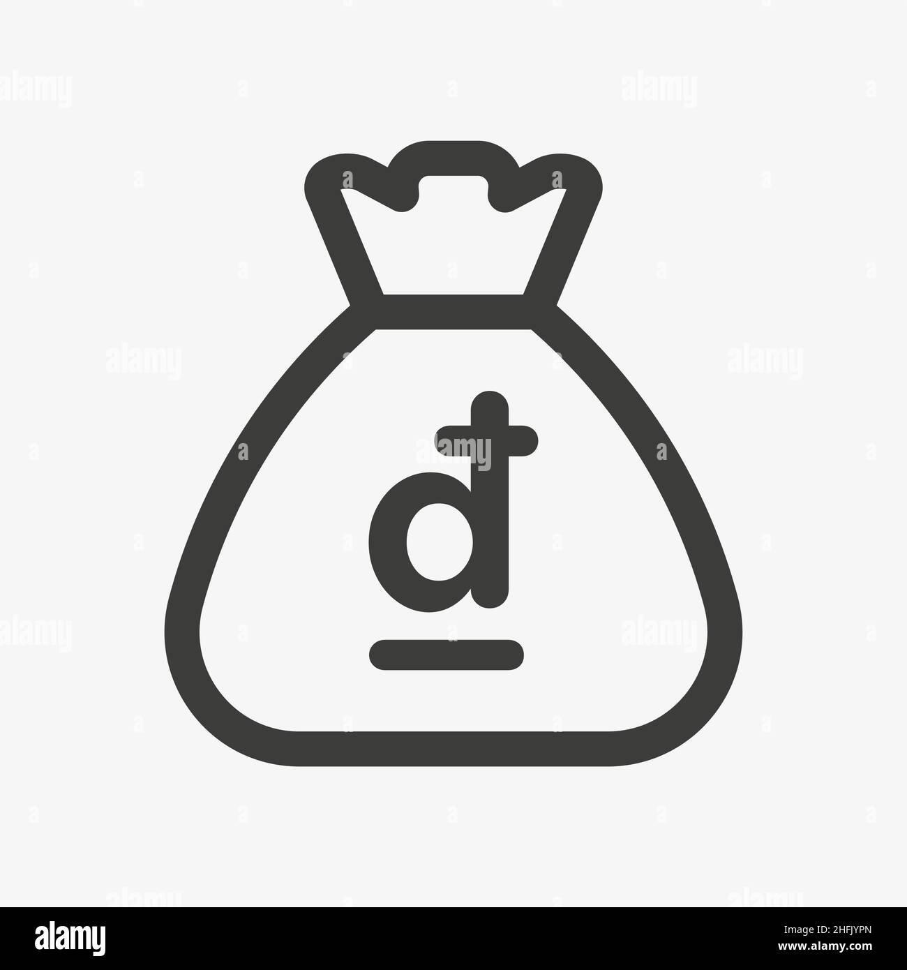 Dong icon. Sack with Vietnamese currency symbol Stock Vector