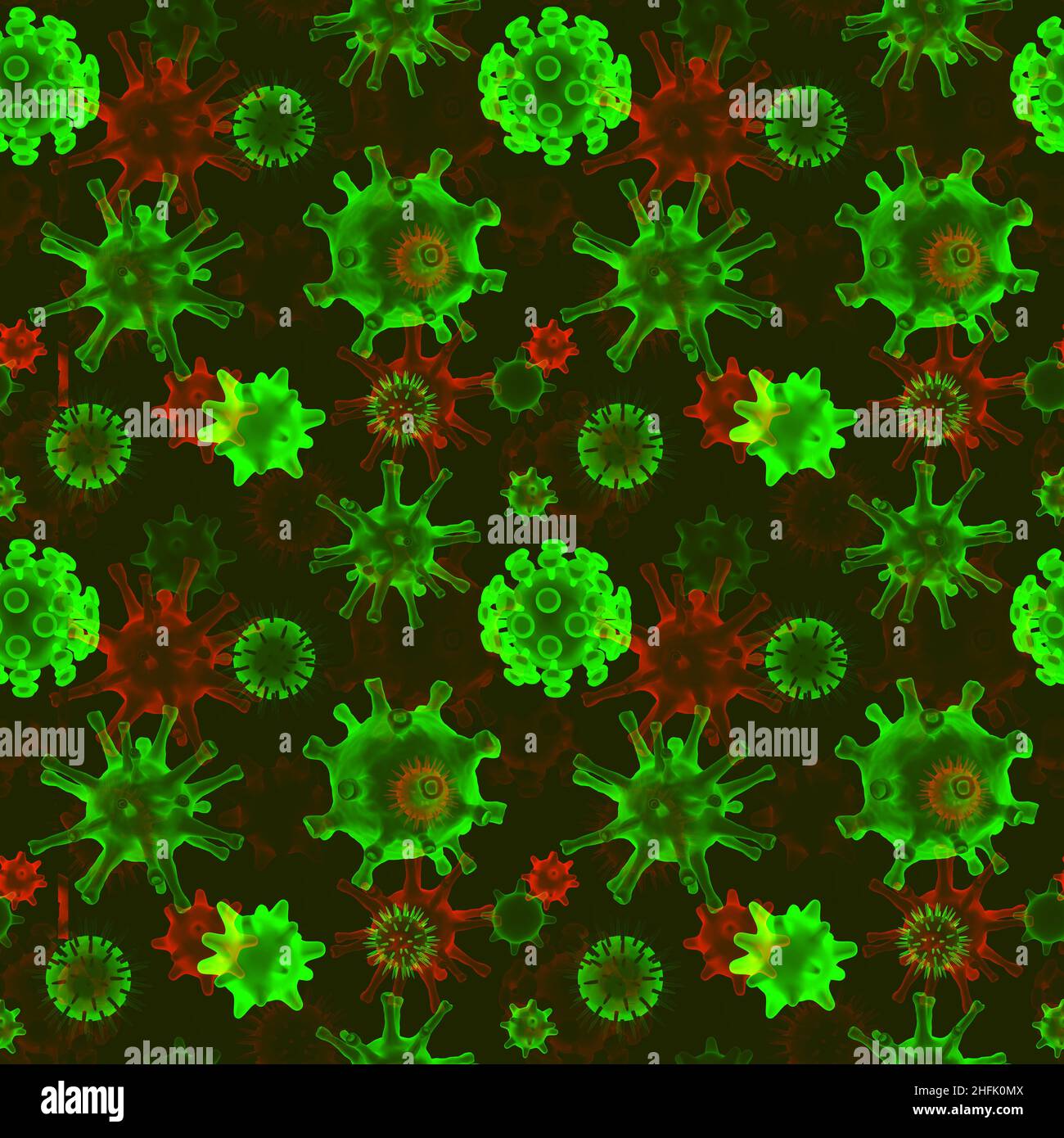 Seamless patern of Different kinds of viruses, coronavirus, herpes ...