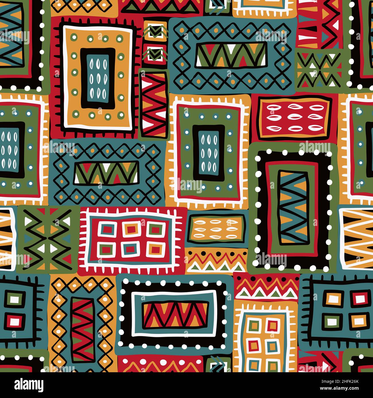 Hand drawn abstract seamless pattern, ethnic background, african style ...