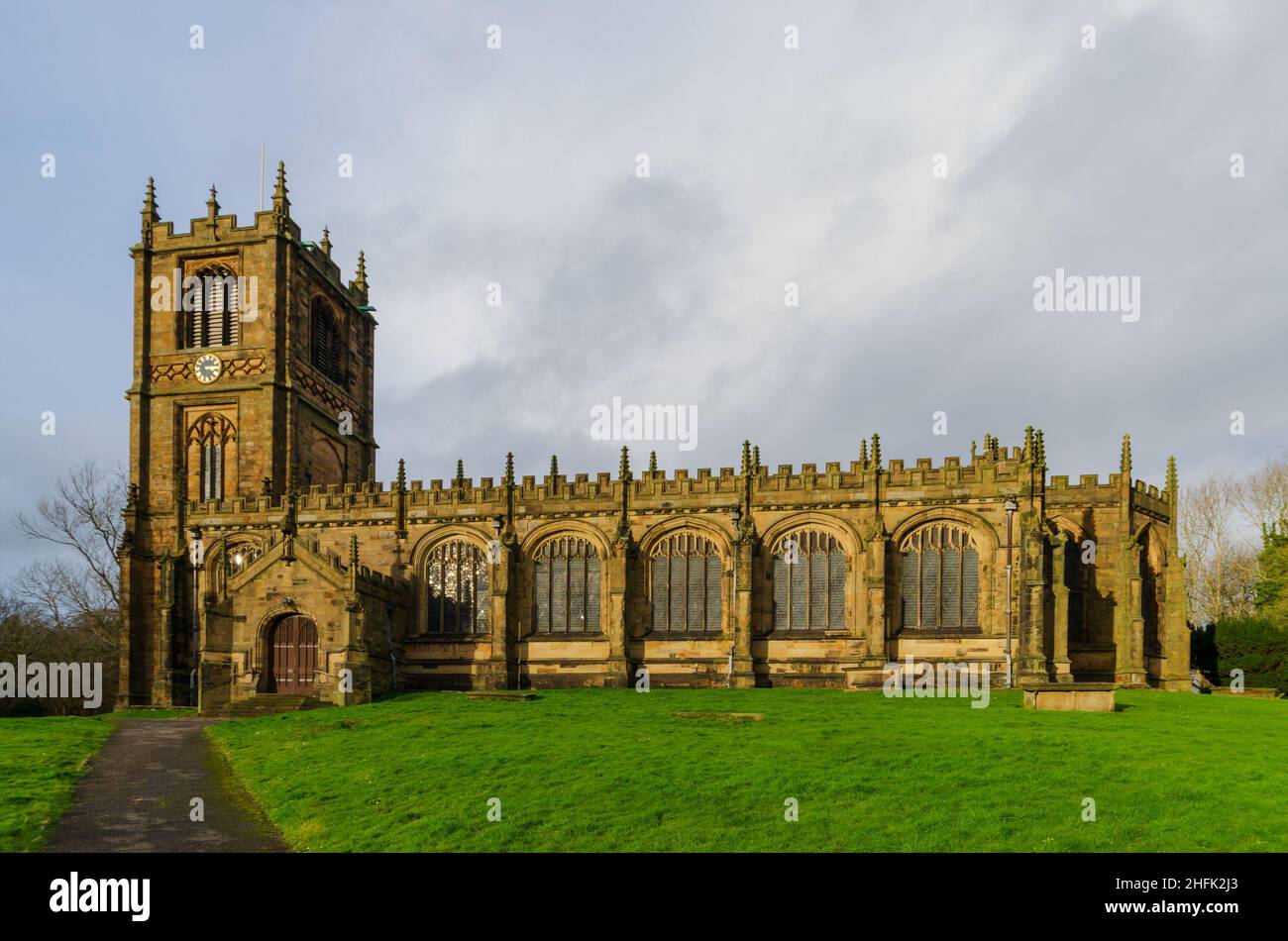 The Parish Church of St. Mary the Virgin in Mold, Flintshire Stock Photo