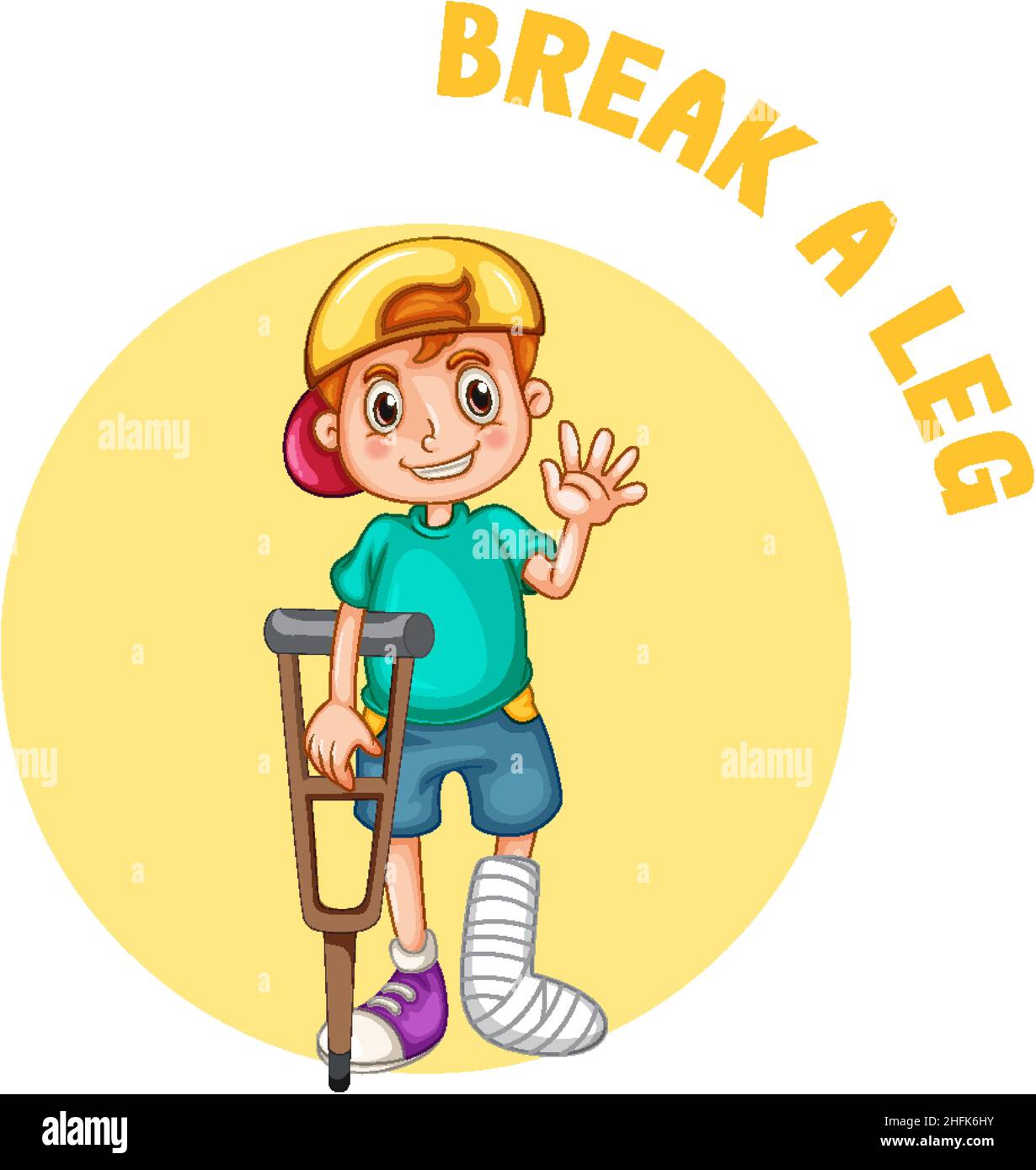 English idiom with picture description for break a leg illustration Stock  Vector Image & Art - Alamy