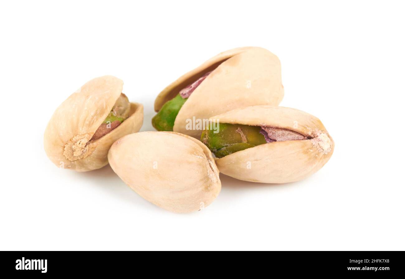 Pistachios isolated on white a background Stock Photo