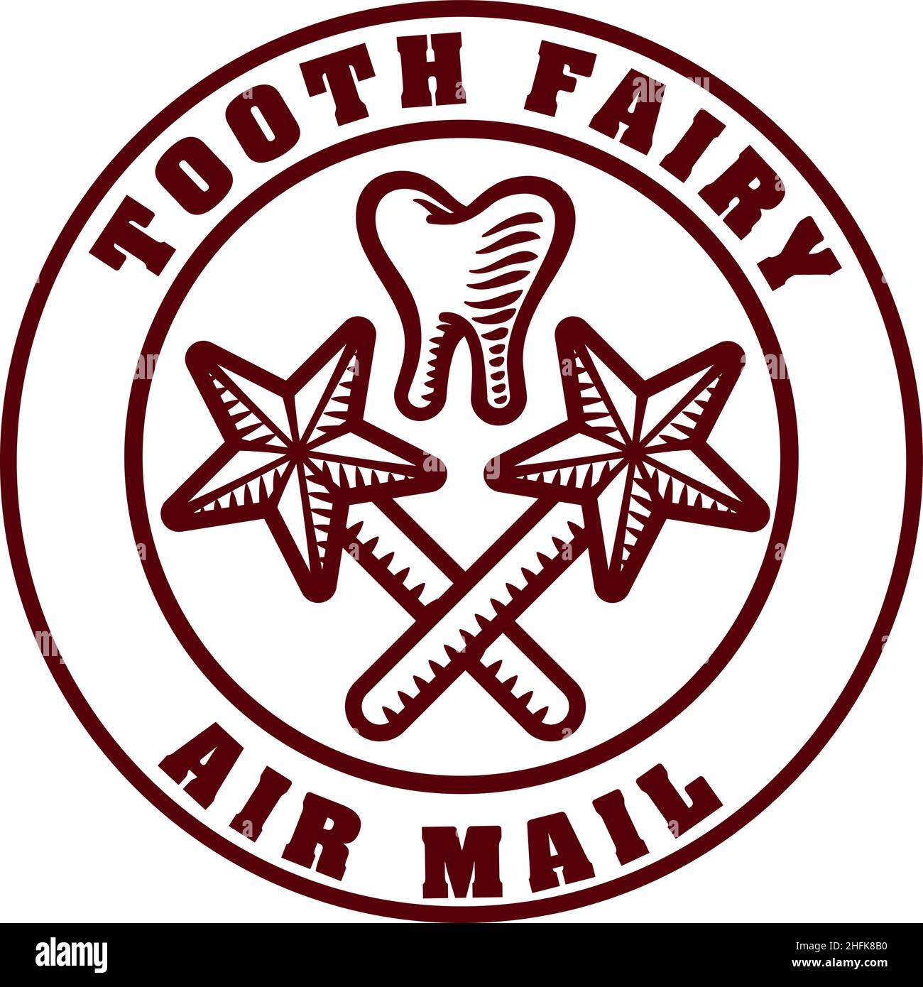 Tooth Fairy Postal Letter Postage Envelope Stamp Stock Vector