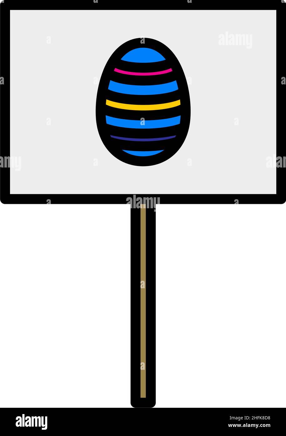 Easter Pointer With Egg Icon. Editable Bold Outline With Color Fill Design. Vector Illustration. Stock Vector