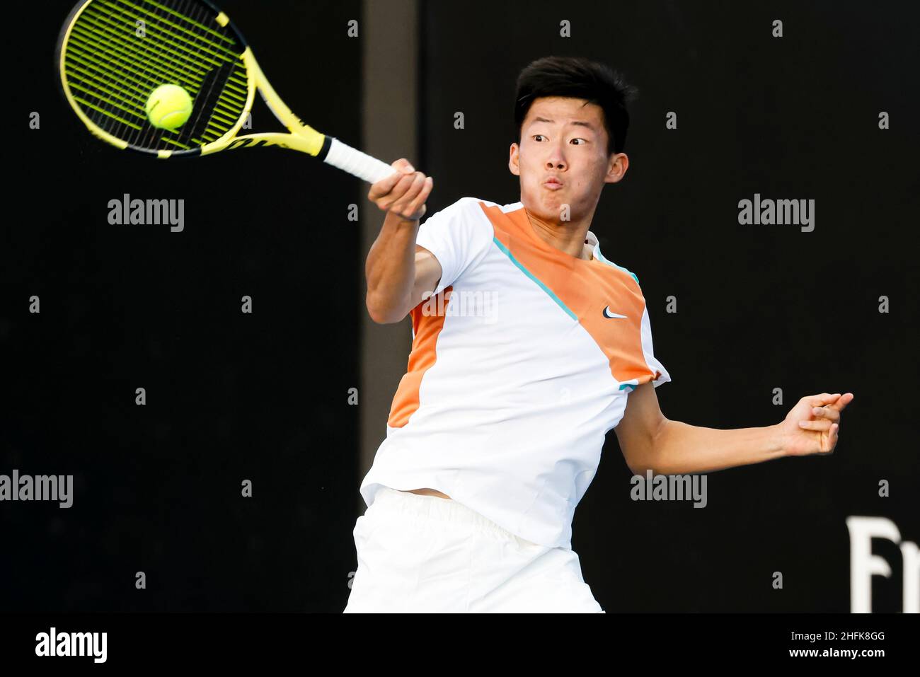 Melbourne, Australia. 17th Jan, 2022. Tennis: Grand Slam - Australian Open,  ATP Tour, Singles, Men, 1st round: Otte (Germany) - Tseng (Taiwan).  Chun-hsin Tseng is in action. Credit: Frank Molter/dpa/Alamy Live News