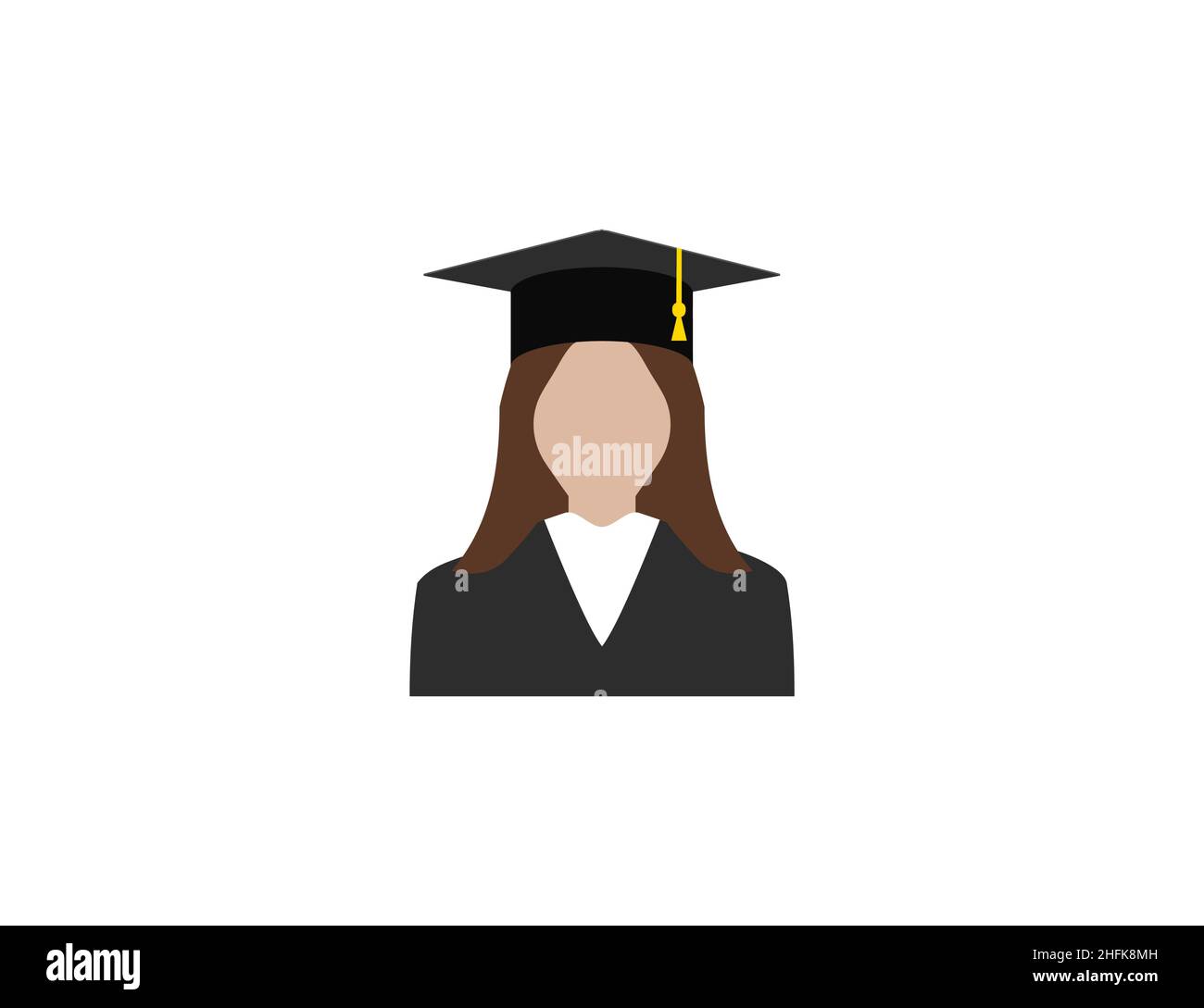 Woman, girl, graduation hat icon. Vector illustration. Flat design. Stock Vector